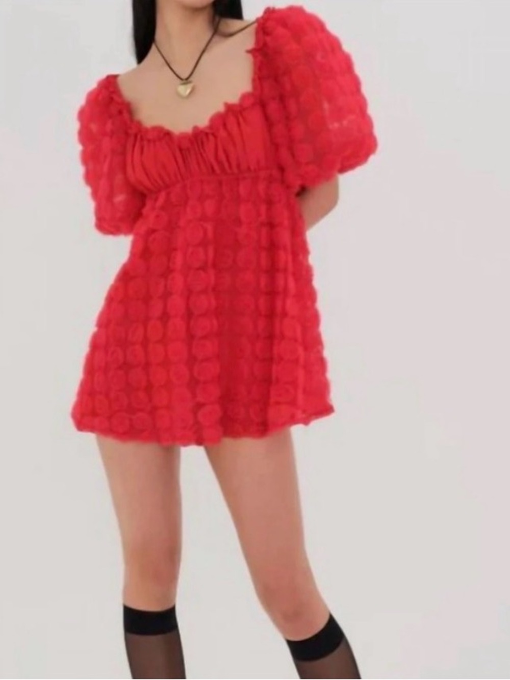 For Love & Lemons Red Textured Mini Dress